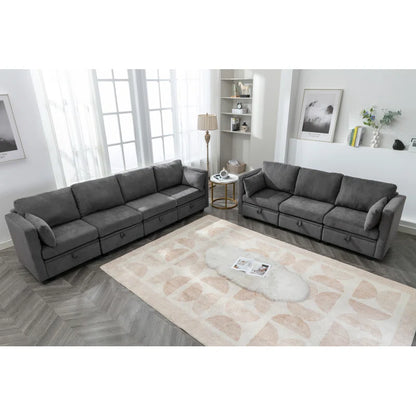 Luxury Sofa Sets: 7-Piece Modular Sectional Sofa Set with Storage and Toss Pillows