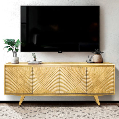 tv panel: Entertainment center fits 75" TVs, features sleek design and media storage