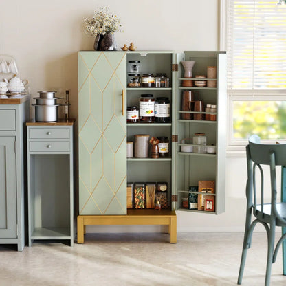 Microwave Stands: 45" Microwave Stand with Pantry Storage and Adjustable Kitchen Shelves