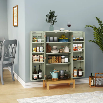Microwave Stands: 45" Microwave Stand with Pantry Storage and Adjustable Kitchen Shelves
