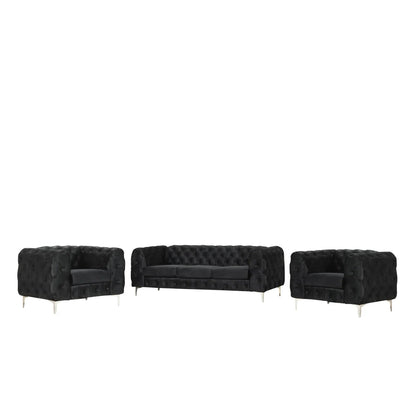 Luxury Sofa Sets: Glamorous Velvet 3-Piece Sofa & Chair Set – Compact & Stylish