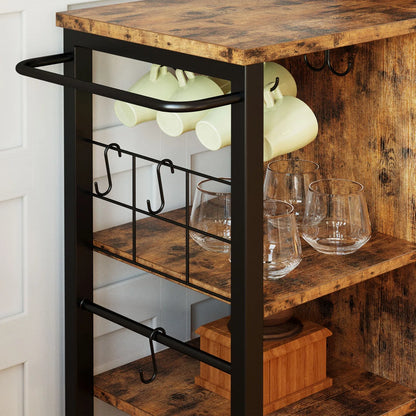 Kitchen Island Table: Rolling Kitchen Cart Cabinet with Adjustable Shelves &amp; Towel Rack
