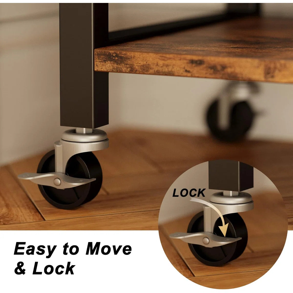 Kitchen Island Table: Rolling Kitchen Cart Cabinet with Adjustable Shelves &amp; Towel Rack