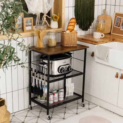 Microwave Stands: Kitchen Cart – Rolling Microwave Stand with Storage Drawers & Shelves