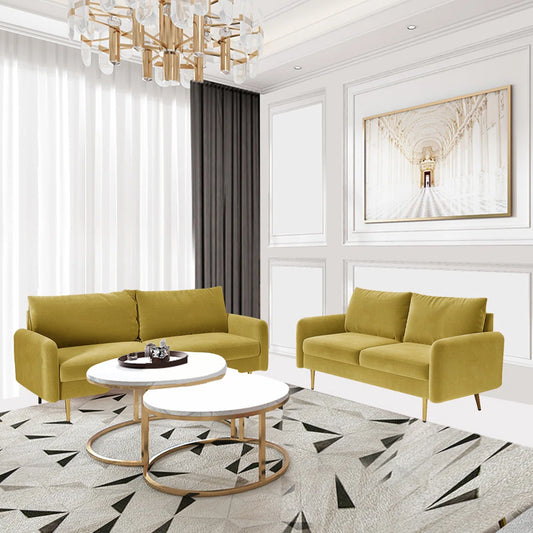 7 Seater Sofa Set: 2-Piece Velvet Living Room Furniture for Modern Comfort