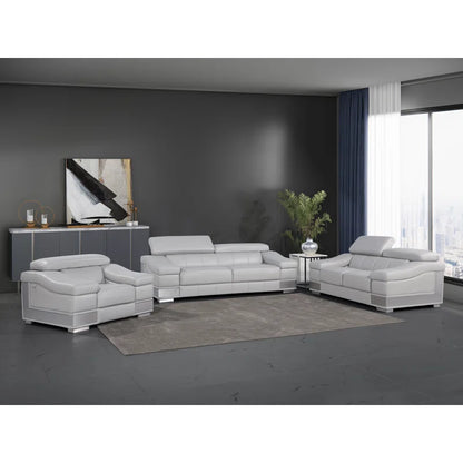 Luxury Sofa Sets: Hawkesbury Common 3-Piece Top Grain Italian Leather Sofa Set with Adjustable Headrests