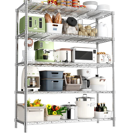 Kitchen Rack: Height-Adaptable Garage Wire Shelving Unit for Basement, Warehouse, Pantry, Laundry Room, and Kitchen
