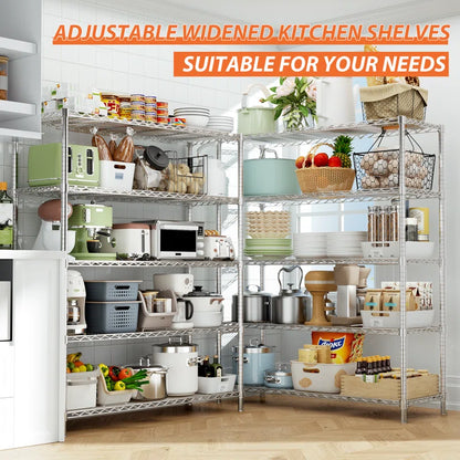 Kitchen Rack: Height-Adaptable Garage Wire Shelving Unit for Basement, Warehouse, Pantry, Laundry Room, and Kitchen