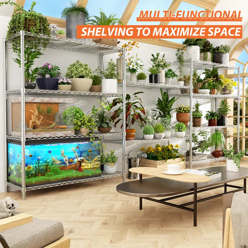 Kitchen Rack: Height-Adaptable Garage Wire Shelving Unit for Basement, Warehouse, Pantry, Laundry Room, and Kitchen