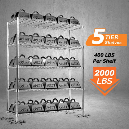 Kitchen Rack: Height-Adaptable Garage Wire Shelving Unit for Basement, Warehouse, Pantry, Laundry Room, and Kitchen