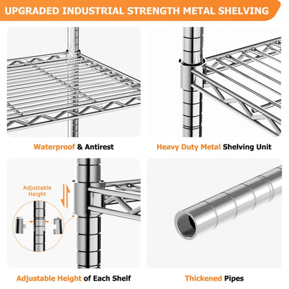 Kitchen Rack: Height-Adaptable Garage Wire Shelving Unit for Basement, Warehouse, Pantry, Laundry Room, and Kitchen