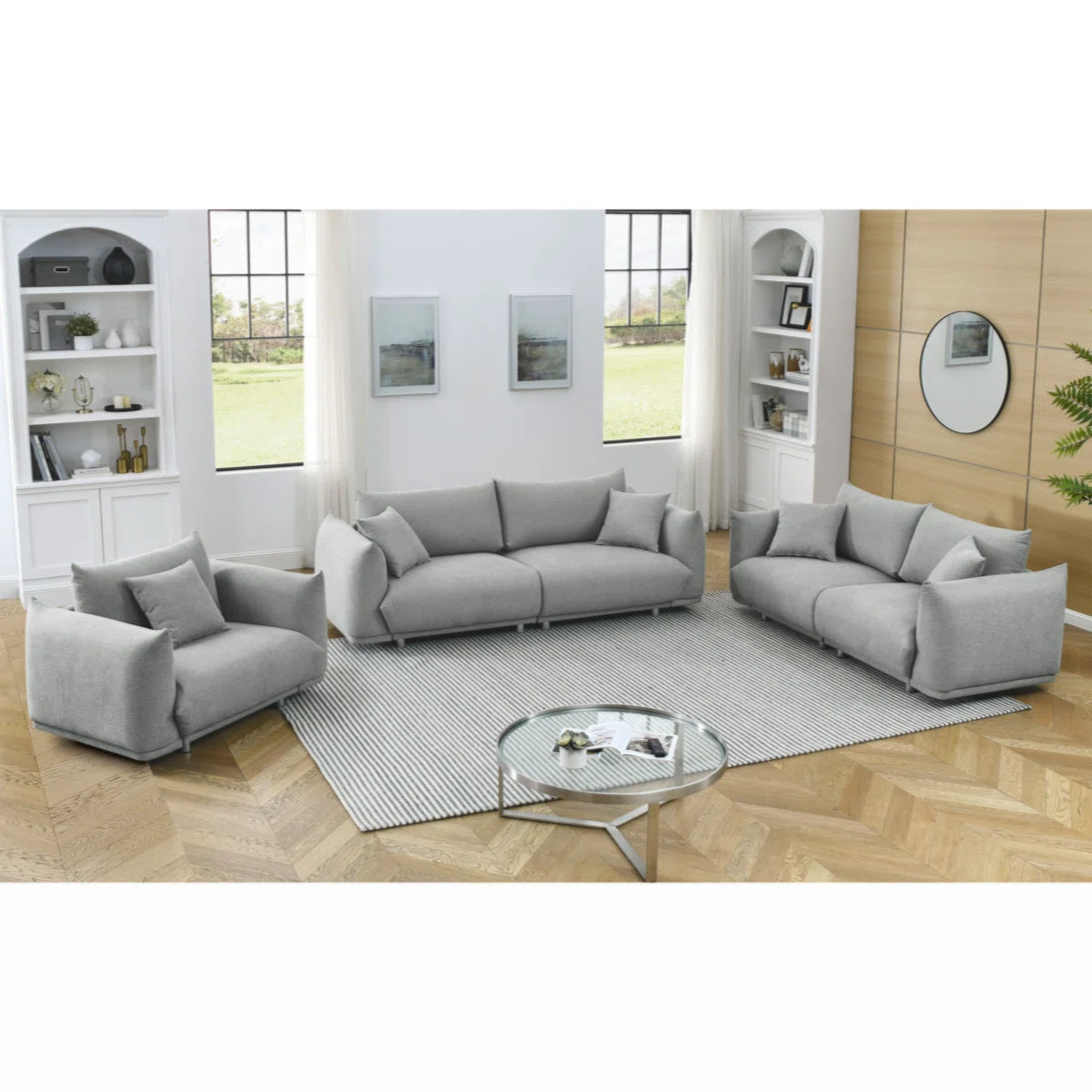 7 Seater Sofa Set: 3-Piece Living Room Furniture Collection Set