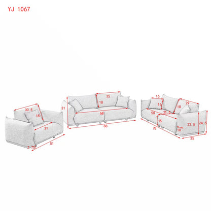 7 Seater Sofa Set: 3-Piece Living Room Furniture Collection Set
