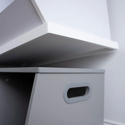 Kids Toy Storage Unit: 2-Compartment Wooden Organiser with Side Handles