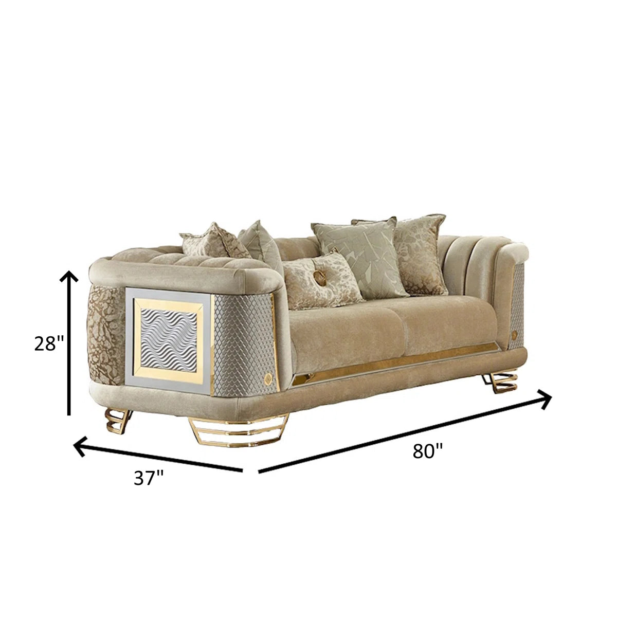 Luxury Sofa Sets: Luxury Velvet 3-Piece Sofa Set with Gold Legs – Sofa, Loveseat & Chair