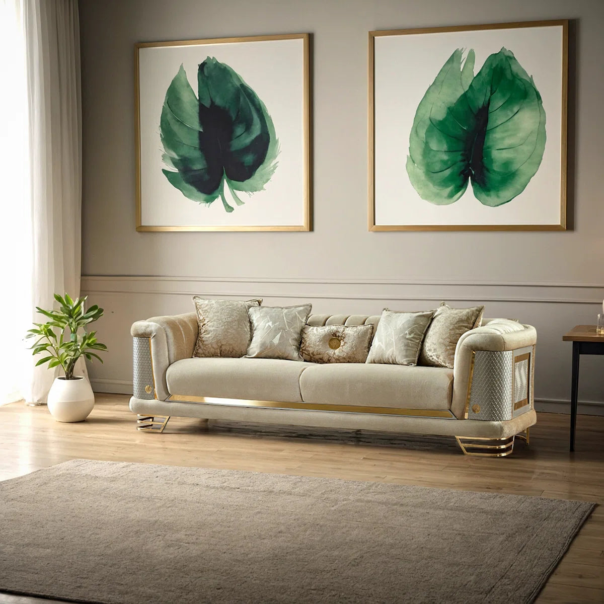 Luxury Sofa Sets: Luxury Velvet 3-Piece Sofa Set with Gold Legs – Sofa, Loveseat & Chair