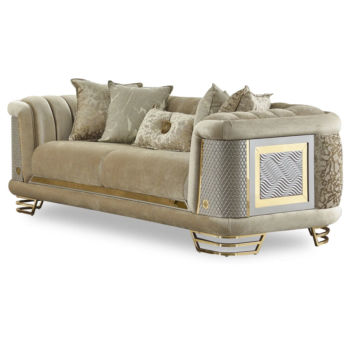 Luxury Sofa Sets: Luxury Velvet 3-Piece Sofa Set with Gold Legs – Sofa, Loveseat & Chair
