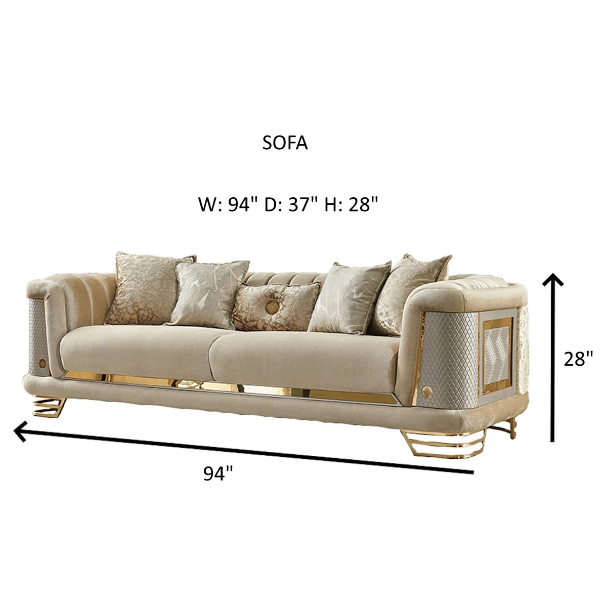 Luxury Sofa Sets: Luxury Velvet 3-Piece Sofa Set with Gold Legs – Sofa, Loveseat & Chair