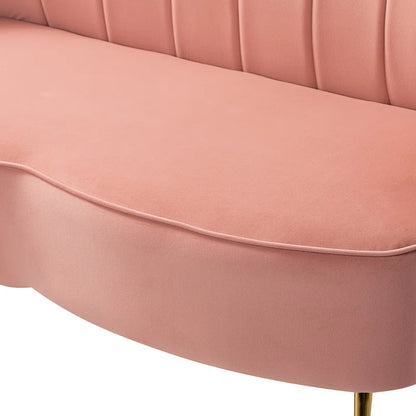 Luxury Sofa Sets: Pink Velvet 3-Piece Glam Barrel Living Room Set with Gold Legs