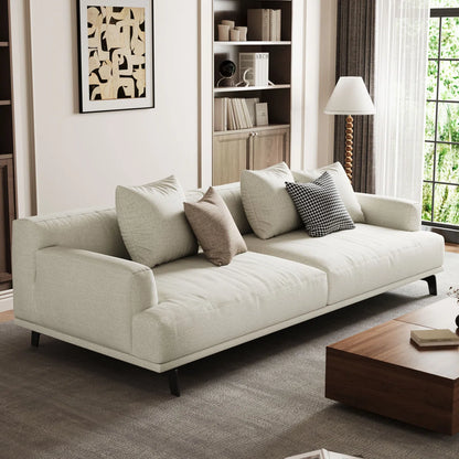 Luxury Sofa Sets: Off-White Linen Modular Sofa Set with Chaise, 3 Sofas & Loveseat
