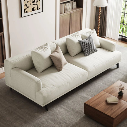 Luxury Sofa Sets: Off-White Linen Modular Sofa Set with Chaise, 3 Sofas & Loveseat