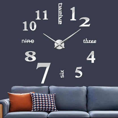 Home Decor: 3D Wall Clock Silver