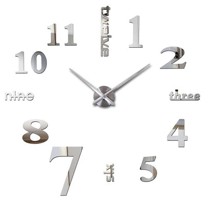 Home Decor: 3D Wall Clock Silver