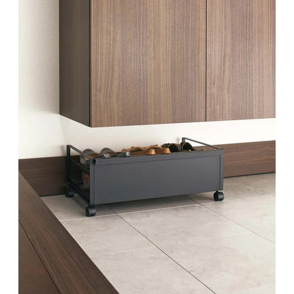 Shoe Rack: Home Rolling Shoe Rack, Steel, Holds 4 shoes, 6 heels, Wheels