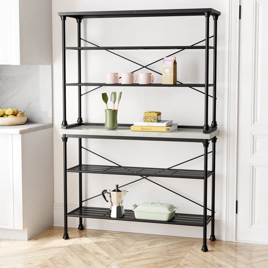Kitchen Racks: Modern 5-Tier Metal Kitchen Baker's Rack with Open Shelving