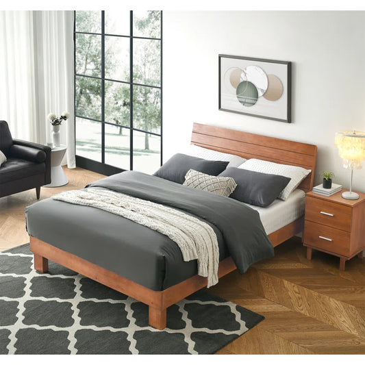 Hydraulic Bed: Addis Platform Bed with Adjustable Height Headboard for Bedroom