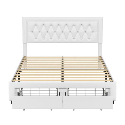 Hydraulic Bed: Binghamton Upholstered Platform Storage Bed with 2 drawers