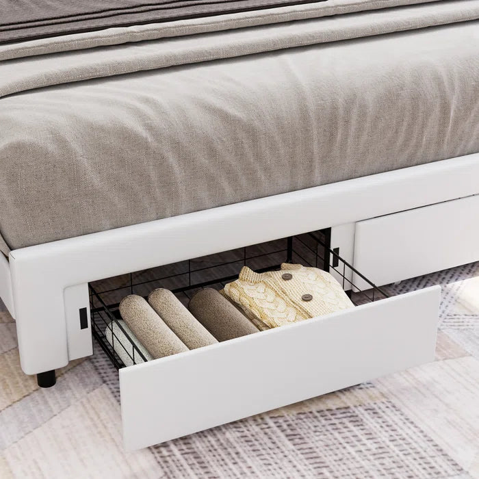 Hydraulic Bed: Binghamton Upholstered Platform Storage Bed with 2 drawers