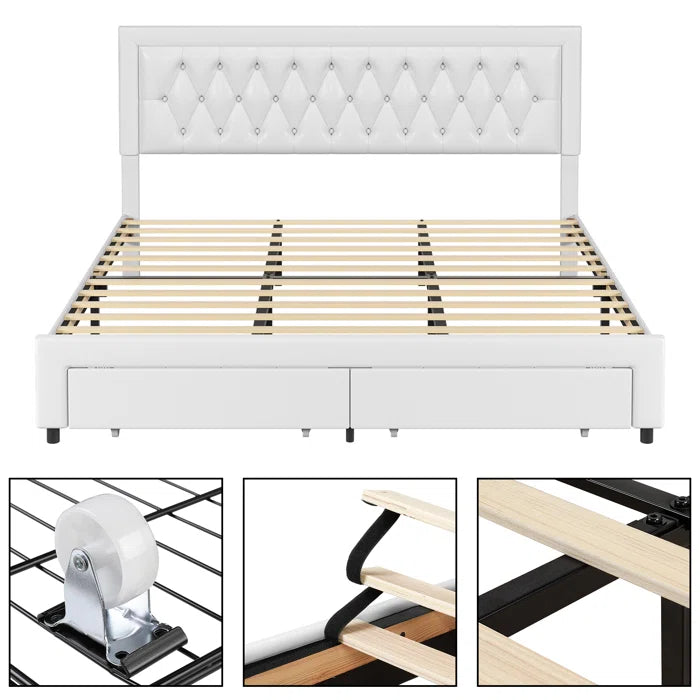 Hydraulic Bed: Binghamton Upholstered Platform Storage Bed with 2 drawers