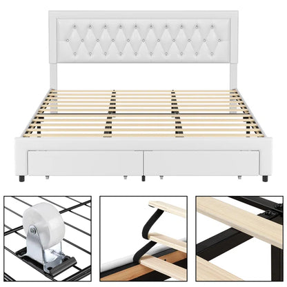 Hydraulic Bed: Binghamton Upholstered Platform Storage Bed with 2 drawers