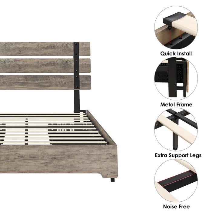 Hydraulic Bed: Em Storage Bed With 4 Drawers