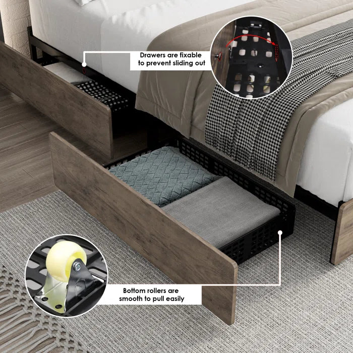 Hydraulic Bed: Em Storage Bed With 4 Drawers