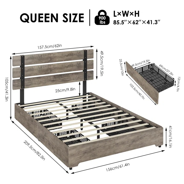 Hydraulic Bed: Em Storage Bed With 4 Drawers