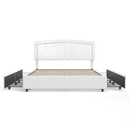 Hydraulic Bed: Faux Leather Storage Bed Queen Size