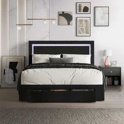 Hydraulic Bed: Gouker Upholstered Storage Bed