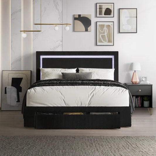 Hydraulic Bed: Gouker Upholstered Storage Bed