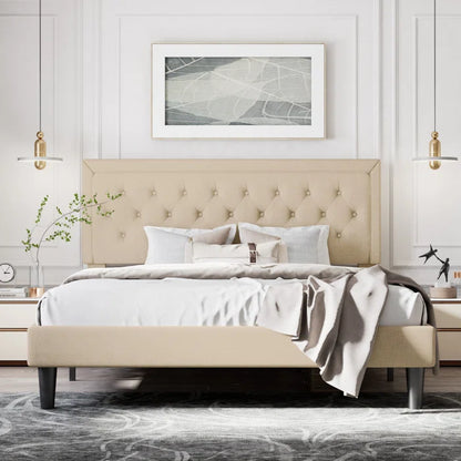 Hydraulic Bed: Hegg Tufted Upholstered Platform Bed