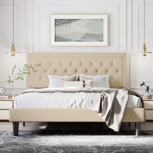 Hydraulic Bed: Hegg Tufted Upholstered Platform Bed