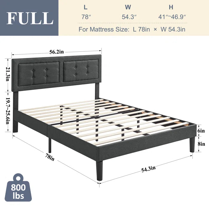 Hydraulic Bed: Kempst Upholstered Platform Bed Frame/Mattress Foundation with Height Adjustable Headboard
