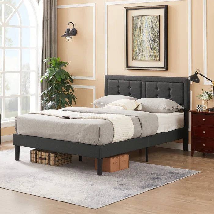 Hydraulic Bed: Kempst Upholstered Platform Bed Frame/Mattress Foundation with Height Adjustable Headboard