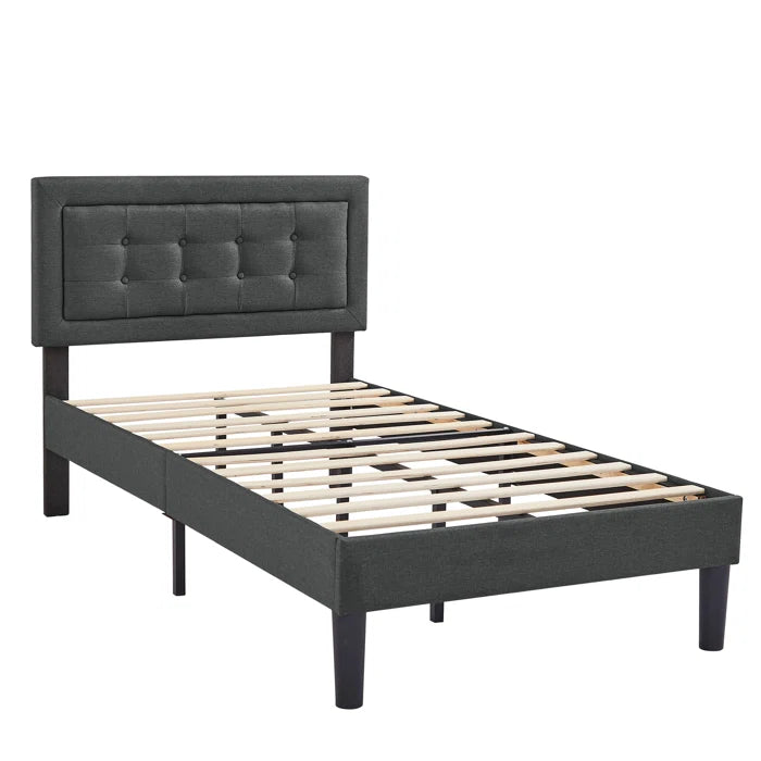 Hydraulic Bed: Kempst Upholstered Platform Bed Frame/Mattress Foundation with Height Adjustable Headboard