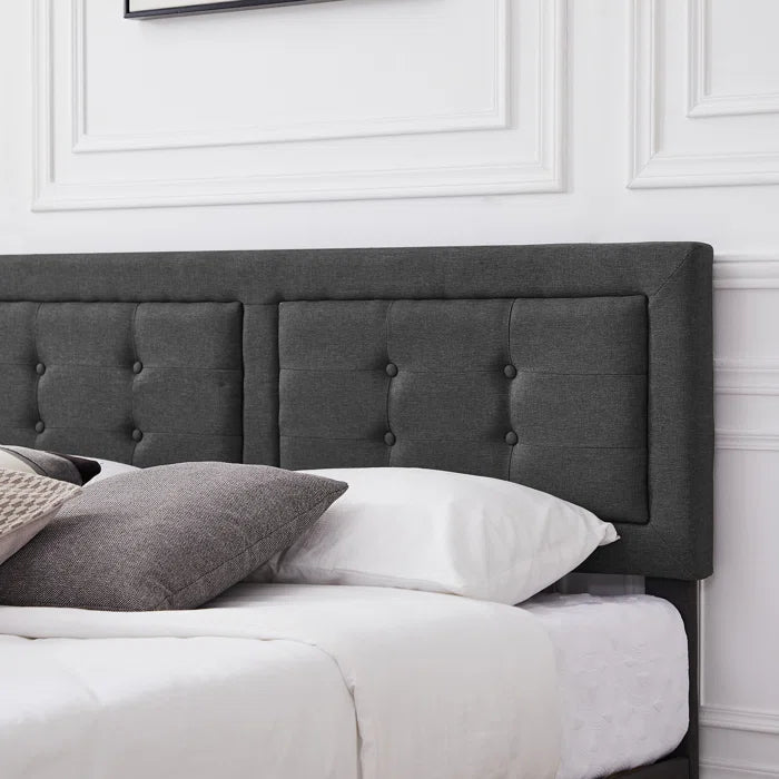 Hydraulic Bed: Kempst Upholstered Platform Bed Frame/Mattress Foundation with Height Adjustable Headboard
