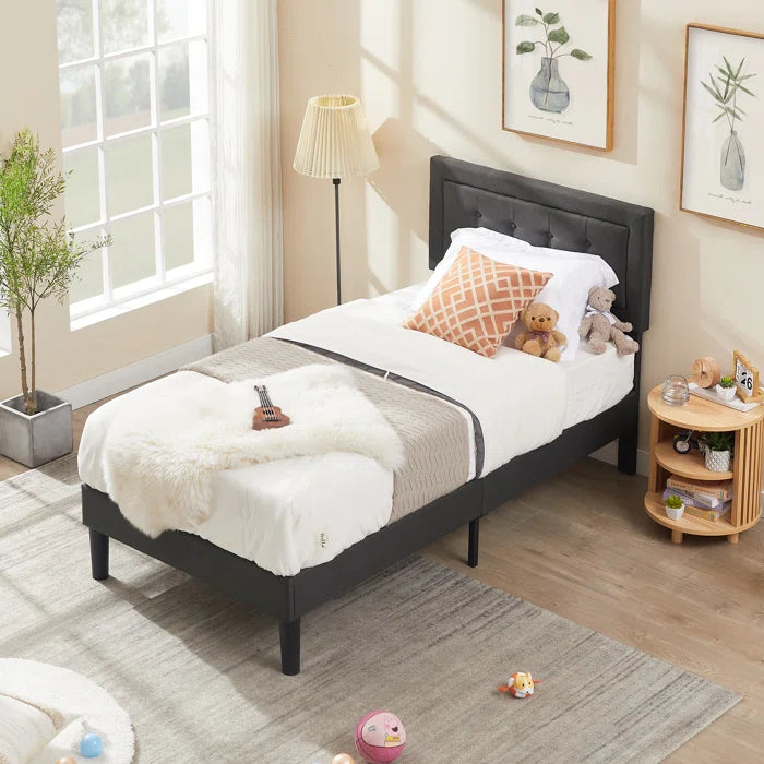 Hydraulic Bed: Kempst Upholstered Platform Bed Frame/Mattress Foundation with Height Adjustable Headboard