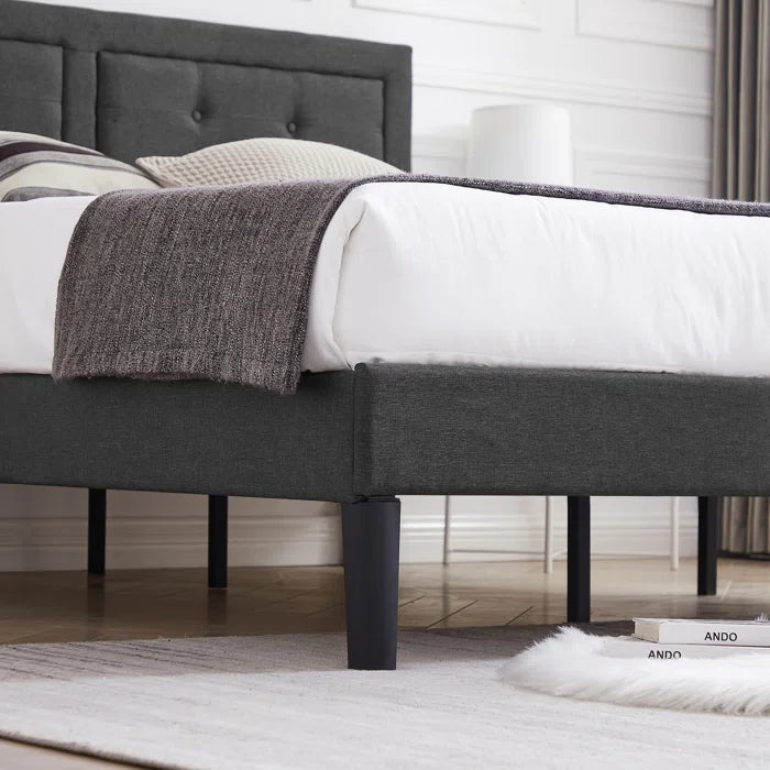 Hydraulic Bed: Kempst Upholstered Platform Bed Frame/Mattress Foundation with Height Adjustable Headboard