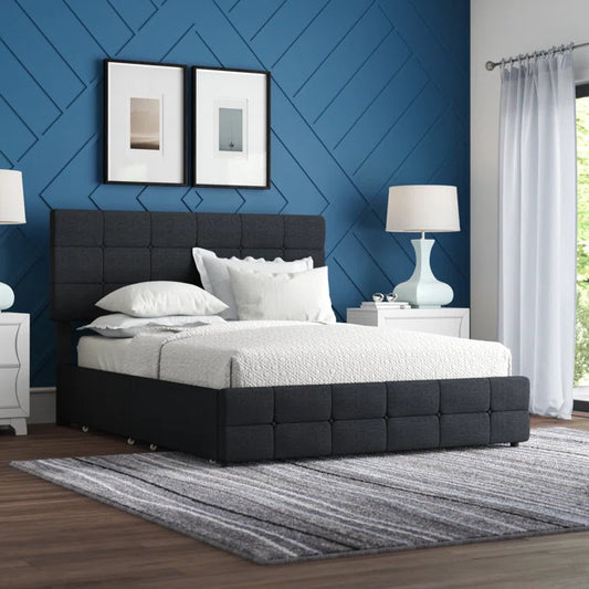 Hydraulic Bed Kendal Tufted Upholstered Storage Platform Bed with Adjustable Headboard