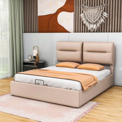 Hydraulic Bed: Upholstered Platform bed with a Hydraulic Storage System
